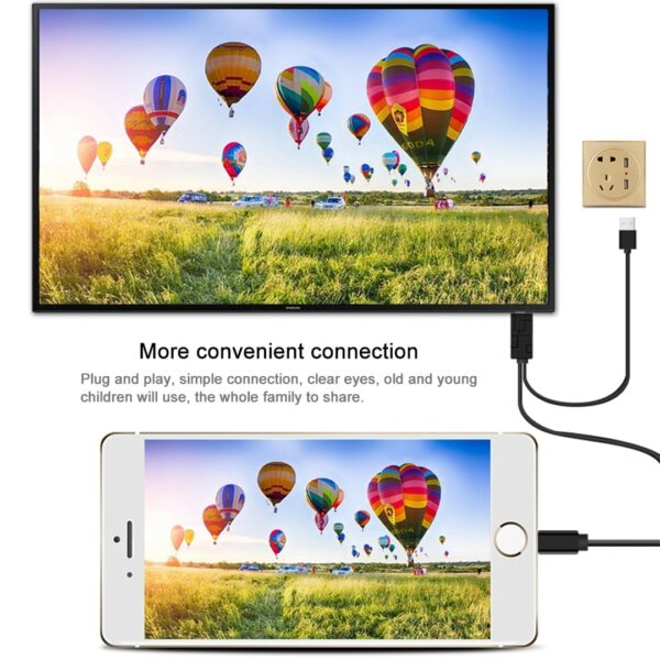 HDMI USB Lightning Smart Konverter 1080P HDTV AV Kabel 1,8m – Bild 3