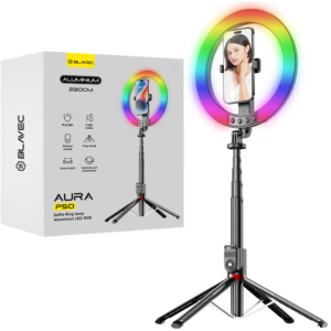 Selfie-Ringlicht Aluminium Aura LED RGB Selfiestick Bluetooth 25cm