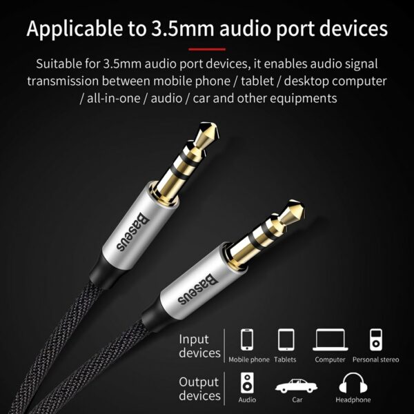 Baseus - iPhone - Samsung - Huawei M30 0.5m AUX Audio Kabel 3.5mm Stereo Audio – Bild 4