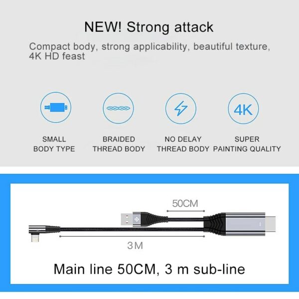 TOTU - HDMI AV Kabel 2.4A HD 4K Lightning – Bild 2