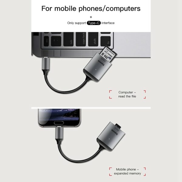 BASEUS - Adapter CAHUB-P0G USB-C / Type-C to SD / TF Card Reader – Bild 5