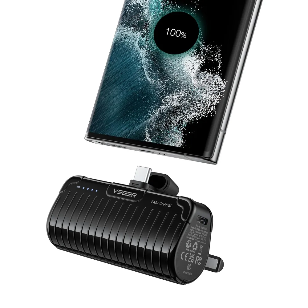 VEGER Powerbank 5.000 mAh mit integriertem Typ-C 20W