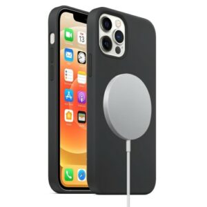 iPhone Magnetic Liquid Silicone Full Cover Magsafe Case with Charging Schwarz