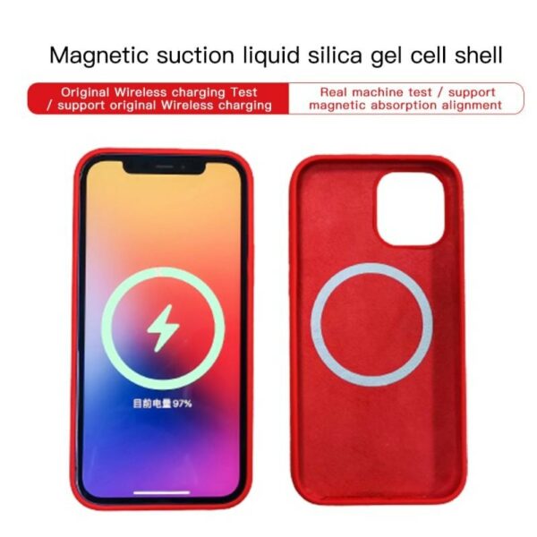 iPhone Magnetic Liquid Silicone Full Cover Magsafe Case with Charging – Bild 5