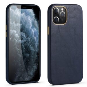Lambskin - iPhone Full Coverage Leather + Metal Protective Case Blau