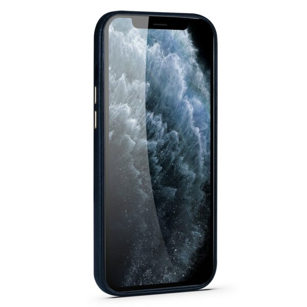 Lambskin - iPhone Full Coverage Leather + Metal Protective Case Blau – Bild 3