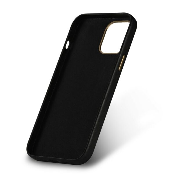 Lambskin - iPhone Full Coverage Leather + Metal Protective Case Schwarz – Bild 4
