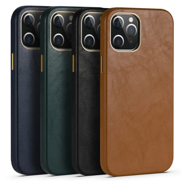 Lambskin - iPhone Full Coverage Leather + Metal Protective Case Schwarz – Bild 5