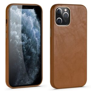 Lambskin - iPhone Full Coverage Leather + Metal Protective Case Braun