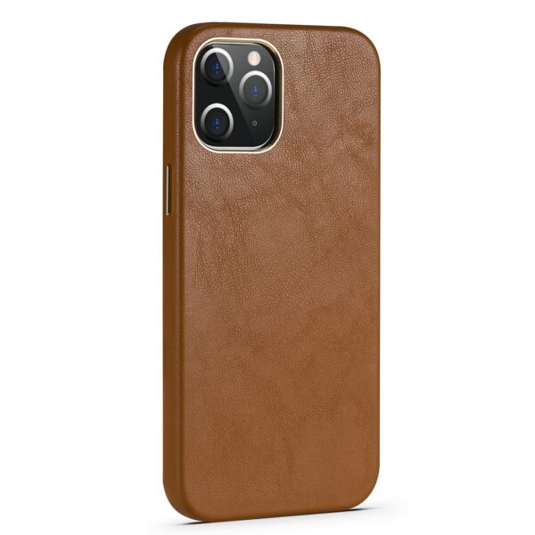 Lambskin - iPhone Full Coverage Leather + Metal Protective Case Braun – Bild 2