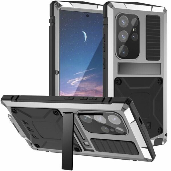 Für Samsung Galaxy S24 Ultra - R-Just Metall Schutzhülle Protective Case mit Glas
