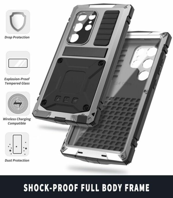 Für Samsung Galaxy S24 Ultra - R-Just Metall Schutzhülle Protective Case mit Glas – Bild 6