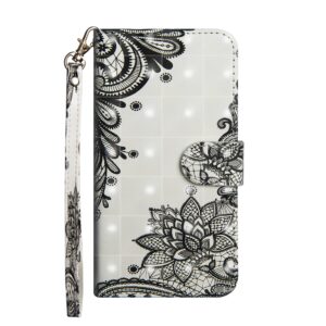 iPhone - Klappetui Schwarze Blumen