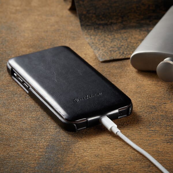 Fierre Shann iPhone - Klappetui Leder Schwarz – Bild 6
