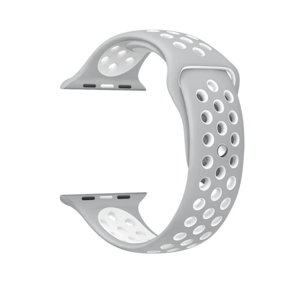 Apple Watch Series 6 & SE & 5 & 4 40mm / 3 & 2 & 1 38mm Silicone Sport Armband Grau/Weiß – Bild 2