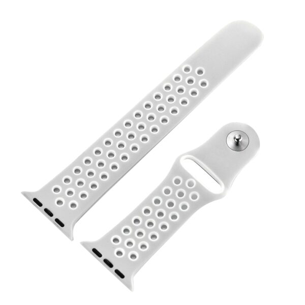 Apple Watch Series 6 & SE & 5 & 4 40mm / 3 & 2 & 1 38mm Silicone Sport Armband Grau/Weiß – Bild 4