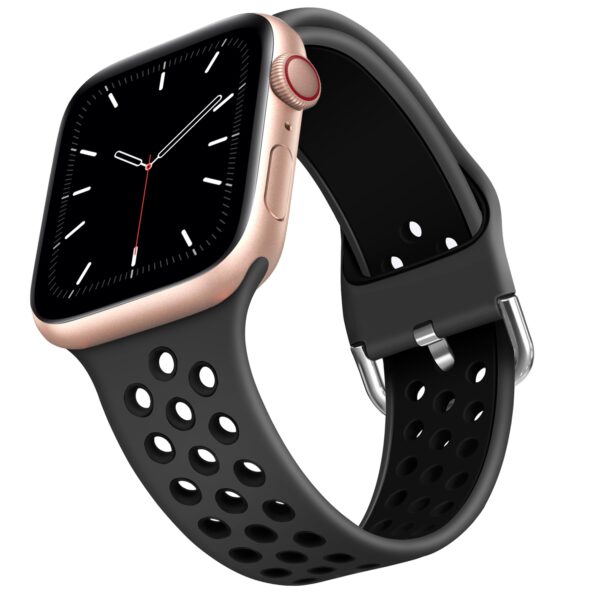 Apple Watch Series 6 & SE & 5 & 4 44mm / 3 & 2 & 1 Two-tone Silicone Armband Schwarz/Grau – Bild 2