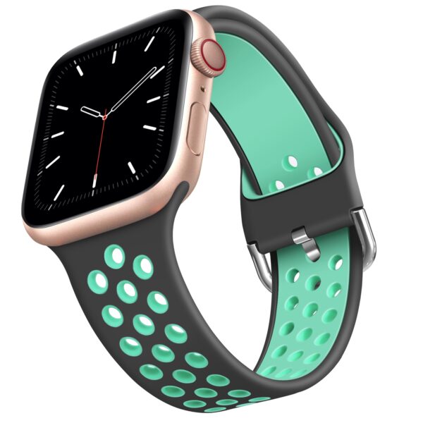 Apple Watch Series 6 & SE & 5 & 4 44mm / 3 & 2 & 1 Two-tone Silicone Armband Grau/Grün – Bild 3