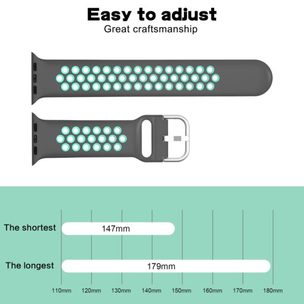 Apple Watch Series 6 & SE & 5 & 4 44mm / 3 & 2 & 1 Two-tone Silicone Armband Grau/Grün – Bild 2