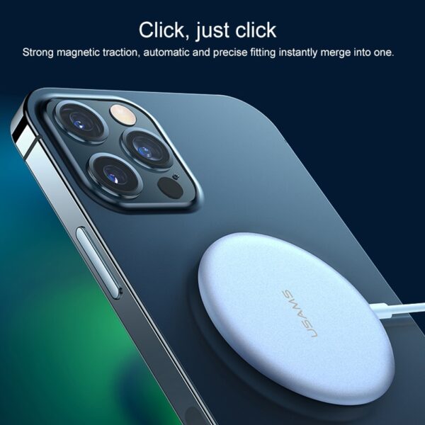 USAMS iPhone 12 Serie 15W Ultra-thin Wireless Fast Charger + Kabel – Bild 2