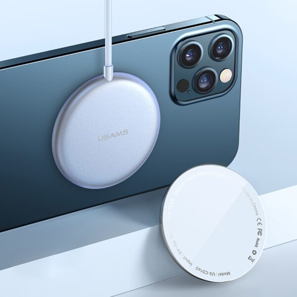 USAMS iPhone 12 Serie 15W Ultra-thin Wireless Fast Charger + Kabel – Bild 5
