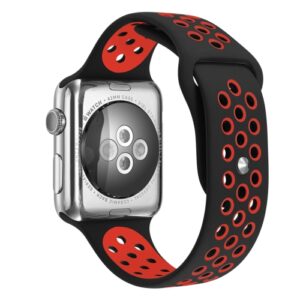 Apple Watch Series 6 & SE & 5 & 4 40mm / 3 & 2 & 1 38mm Silicone Sport Armband Schwarz/Rot