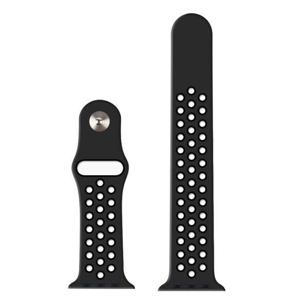 Apple Watch Series 6 & SE & 5 & 4 40mm / 3 & 2 & 1 38mm Silicone Sport Armband Schwarz – Bild 2
