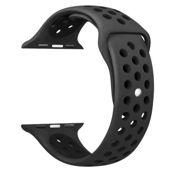 Apple Watch Series 6 & SE & 5 & 4 40mm / 3 & 2 & 1 38mm Silicone Sport Armband Schwarz – Bild 3