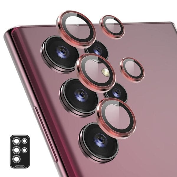 Für Samsung Galaxy S23 Ultra 5G Rear Lens Aluminium Kamera Schutz Glas Rot
