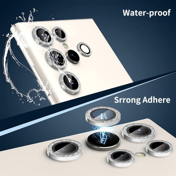 Für Samsung Galaxy S23 Ultra 5G Rear Lens Glitzer Aluminium Kamera Schutz Glas Schwarz – Bild 3