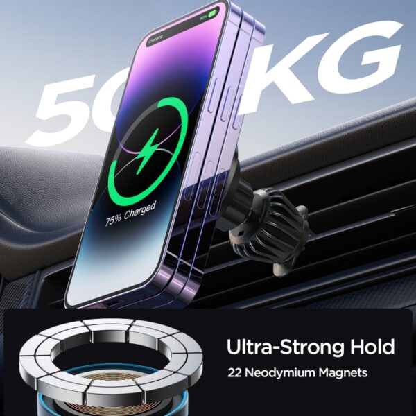 Joyroom Magsafe Auto Kfz Ladegerät Autohalterung 15W Magnetik Wireless Charge – Bild 5